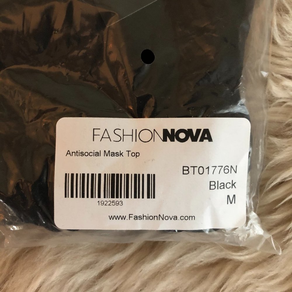 Fashion Nova Antisocial Black Mask Crop Top NIP | M - Picture 6 of 6